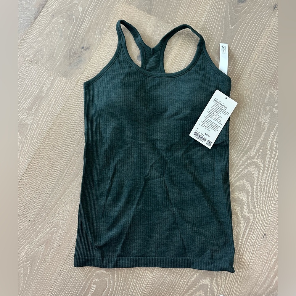Women's Lululenon Rainforest Green Ribbed Tank Top